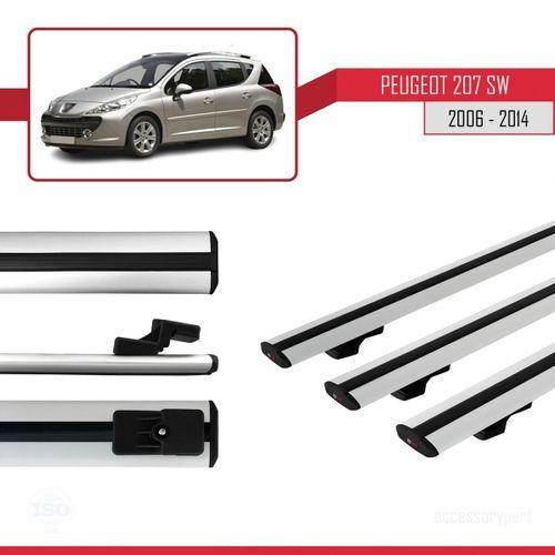 Peugeot 207 SW 2006-2014 Arası ile uyumlu Basic Model Ara Atkı Tavan Barı GRİ 3 ADET