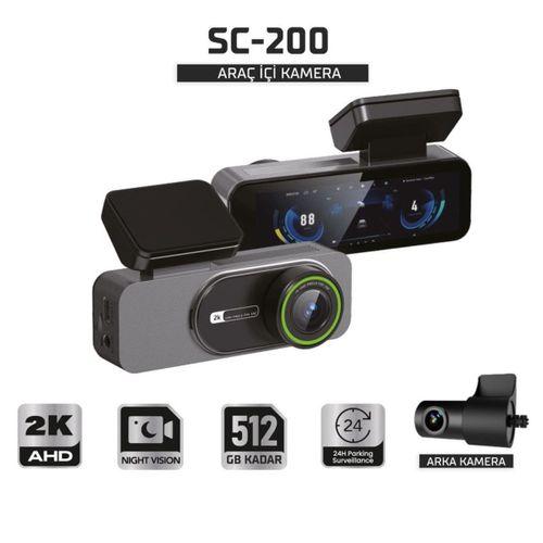 Sentinel SC-200 2K AHD Çift Kameralı Araç İçi Kamera | Wi-Fi, Gece Görüş, 24 Saat Park Modu, 170° Geniş Açı