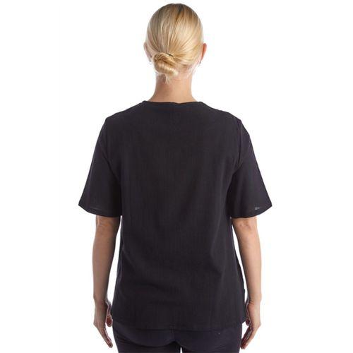 Şile Bezi Kısa Kol Siyah Nakışlı V Yaka Yazlık Otantik Bluz