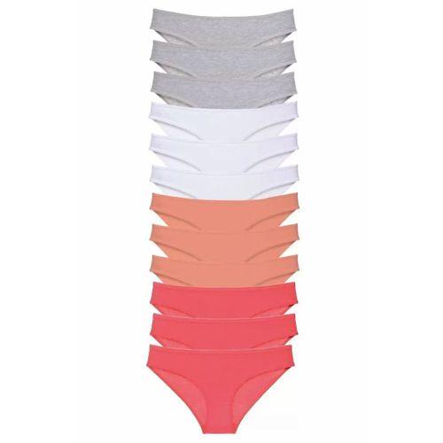 12 adet Süper Eko Set Likralı Kadın Slip Külot Gri Beyaz Pudra Fuşya
