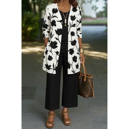 Kadın Uzun Kollu önü Açık Modal Ceket Kolsuz Viskon Iki Iplik Bluz Ve Pantolon üçlü Takım