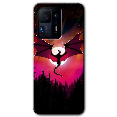 MRCİLETİSİM Xiaomi Mi Mix 4 Kılıf HD Desen Baskılı Arka Kapak+Temperli Cam - Dragon Night