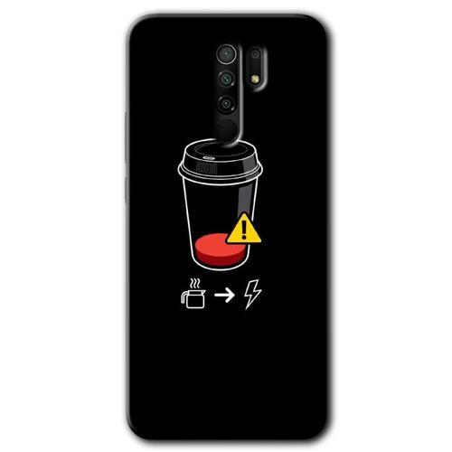 Xiaomi Redmi 9 HD Baskılı Kılıf + 9D Tam Ekran Koruyucu - Coffee Battery