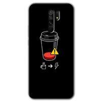 Xiaomi Redmi 9 HD Baskılı Kılıf + 9D Tam Ekran Koruyucu - Coffee Battery