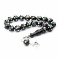 Maskot Mavi Firuze Karpuz İşlemeli Oltu Sıkma Tespih