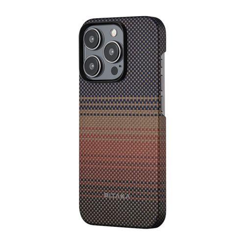 Apple iPhone 15 Pro Max Kılıf M-safe Şarj Özellikli Aramid Fiber Pitaka Tactile Woven Sunset-Moonrise Serisi Sunset Kapak