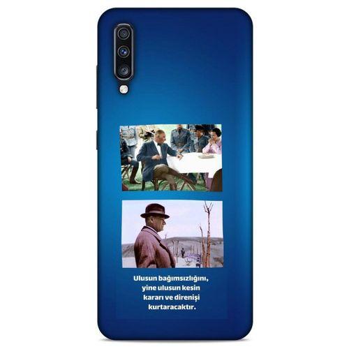 Samsung Galaxy A70s Kılıf Atatürk (6) Silikon Kılıf Koyu Mavi
