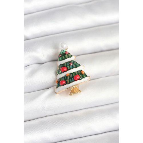 Süslü Çam Ağacı Model Yılbaşı Temalı Broş