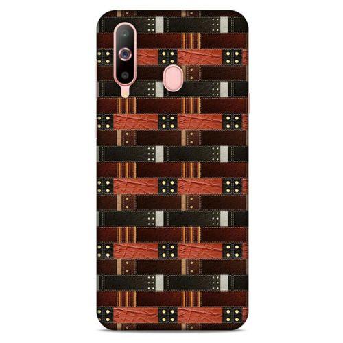 Samsung Galaxy A60 Kılıf Patchwork (19) Kılıfları Kahve Turuncu