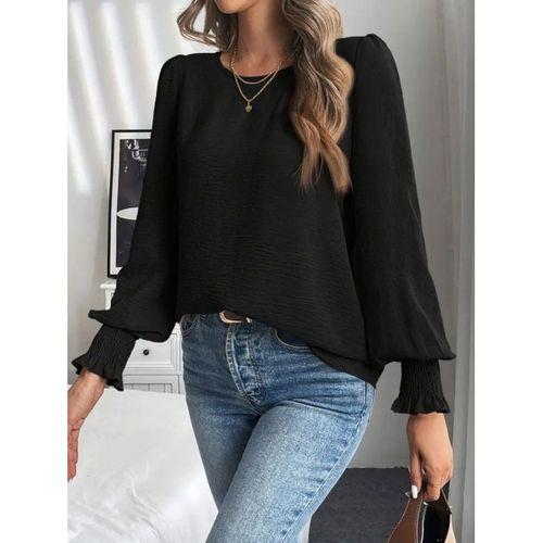 Kadın Uzun Kollu Yuvarlak Yaka Aerobin Bluz