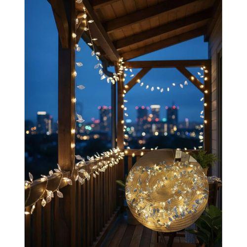 Yaprak Şekilli Gümüş Led Işık Pilli Dekoratif Aydınlatma