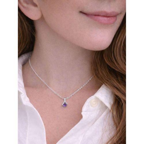 Zarif Tasarım Minik Ametist Tektaş Kadın Gümüş Kolye