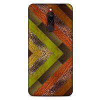 Xiaomi Redmi 8 Kılıf Patchwork (10) Full Koruma Kılıfı Yeşil Turuncu
