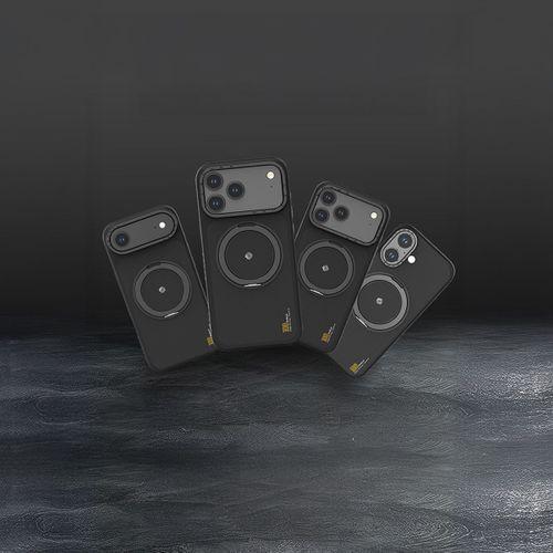 Apple iPhone 17 Pro Max Kılıf M-safe Şarj Özellikli Metal Standlı Lenyes CK225 Kevlar Kapak