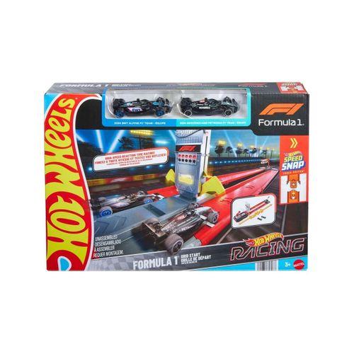 Hot Wheels Yarışları™ Formula 1® Hızlı Başlangıç Pist Seti ve 1:64 Ölçekli 2 Metal F1 Arabası JKM88