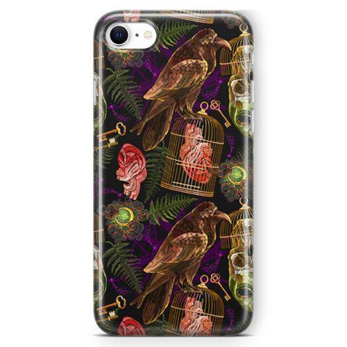 Apple iPhone SE 2020 Kılıf Tarot Gotik Kuzgun Arka Kapak Koruma Desenli Full Koruyucu
