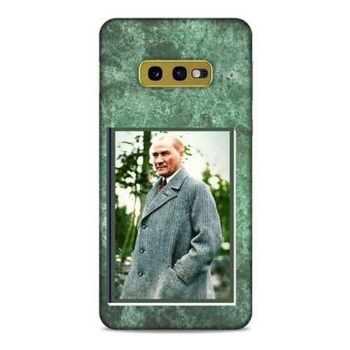 Samsung Galaxy S10e Kılıf Atatürk (20) Koruyucu Kılıf Yeşil Mermer