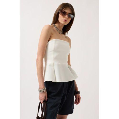 Pileli Straplez Bluz