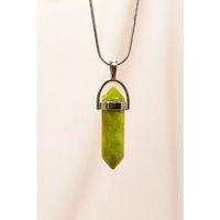 Moldavit Doğal Taşı Zincirli El Yapımı Tasarımlı Kolye Uç: 3,5 cm Zincir: 20 cm Kutulu