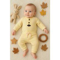 Waffle Çıtlı Düğmeli 2'li Mevsimlik Takım