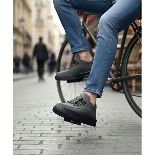 BA0332 Merdiven Desen Bağcıklı Erkek Yüksek Taban Füme Cilt Spor Ayakkabı