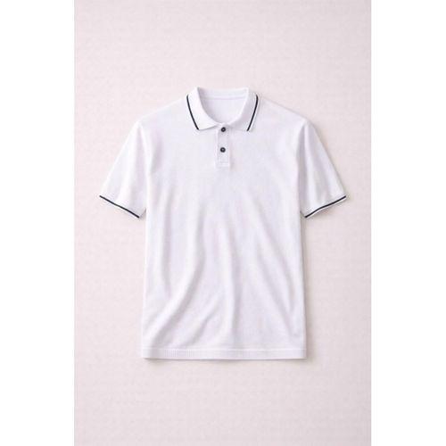 Austen Kontrast Biyeli Düğmeli Polo Yaka Kısa Kollu İnce Triko Erkek T-Shirt - Ekru