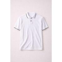 Austen Kontrast Biyeli Düğmeli Polo Yaka Kısa Kollu İnce Triko Erkek T-Shirt - Ekru