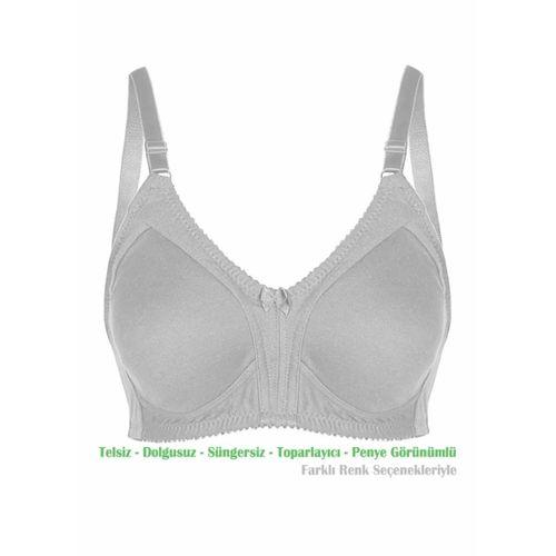 Alışveriş Meydanı Kadın Gri Penye Pamuk Toparlayıcı Küçültücü Balensiz Sütyen