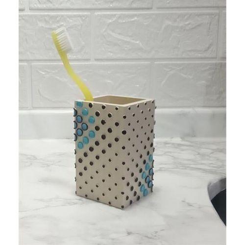 2 Adet Diş Fırçalık Ve Macunluk Puanlı Poliresin 6X6X10Cm 200Ml Banyo Seti