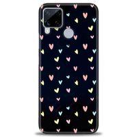Realme C15 Kılıf HD Baskılı Kılıf - Mini Mini Kalpler + Tam Ekran Koruyucu