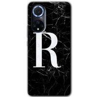 Huawei Nova 9 Kılıf HD Desen Baskılı Arka Kapak - Siyah Mermer Desenli R Harfi + Kırılmaz Cam