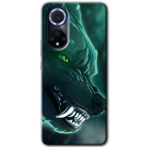 MRCİLETİSİM Huawei Nova 9 Kılıf HD Desen Baskılı Arka Kapak+Temperli Cam - Yeşil Kurt