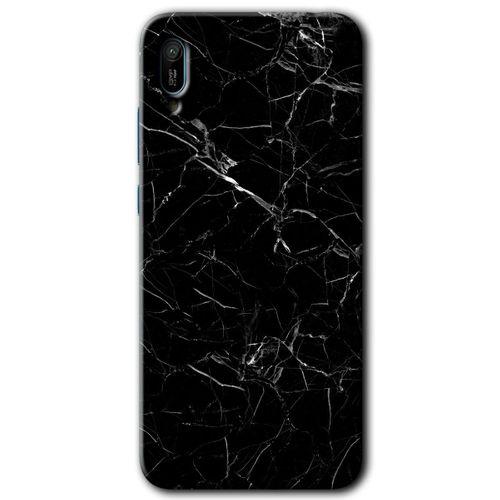Huawei Y6 2019 Kılıf HD Desen Baskılı Arka Kapak - Siyah Mermer