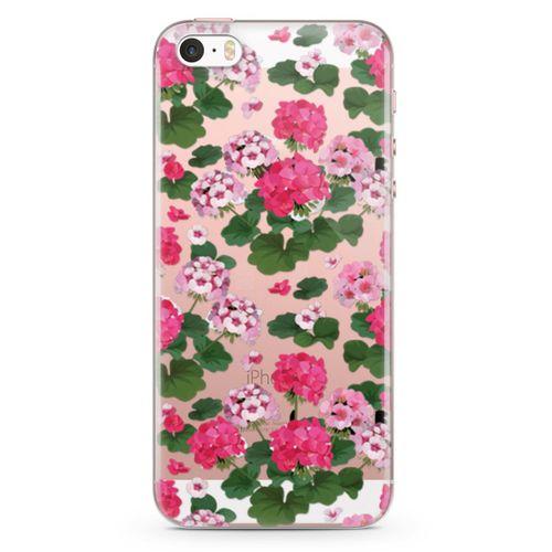 Apple iPhone SE Kılıf Sardunya Çiçeği Arka Kapak Koruma Desenli Full Koruyucu