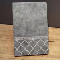 Desenli Gri Renk Deri Defter