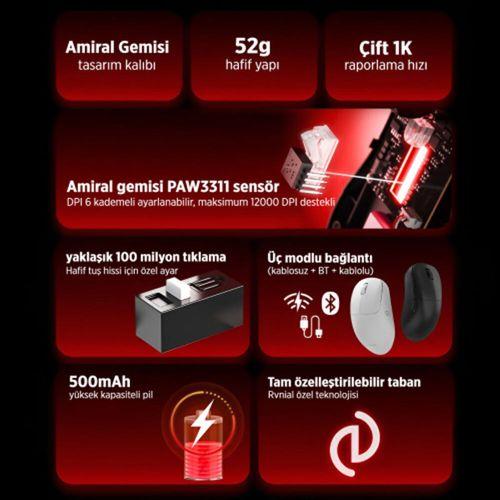 PHILIPS SPK9418B, EVNIA, Siyah, USB Nano 2,4Gh ve Bluetooth Kablosuz, 12.000dpi, Optic, 6 Programlanabilir Buton, Şarj Edilebilir, GAMING Mouse