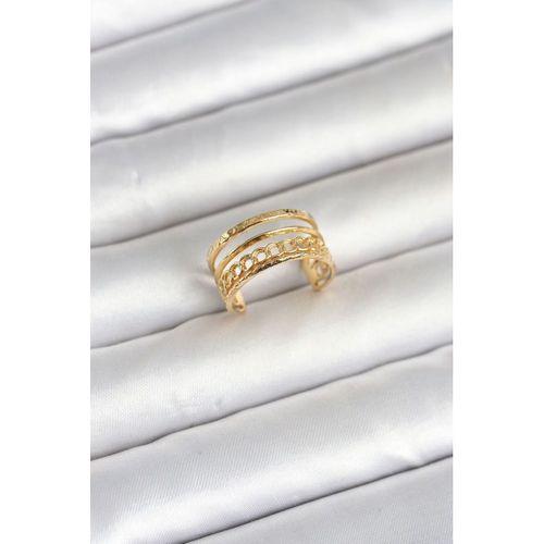 316L Çelik Gold Renk Zincirli Vintage Model Kadın Yüzük