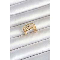 316L Çelik Gold Renk Zincirli Vintage Model Kadın Yüzük