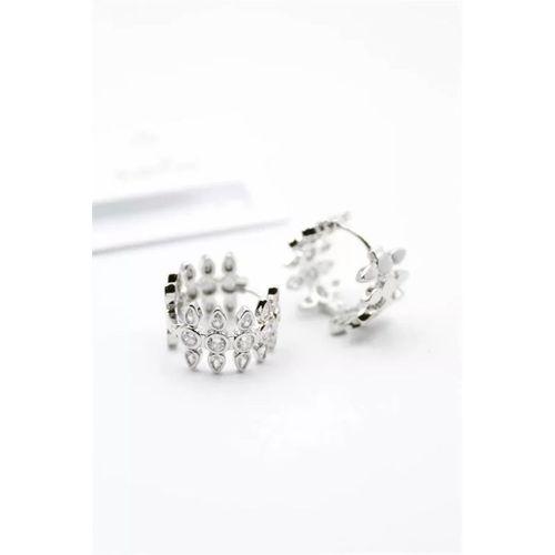 Taşlı Halka Küpe - Gümüş