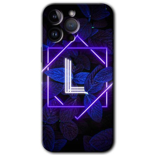 Potkal Hediye Fabrikası iPhone 14 Pro Max Kılıf HD Desen Baskılı Arka Kapak - Dark Neon Yaprak H Harfi