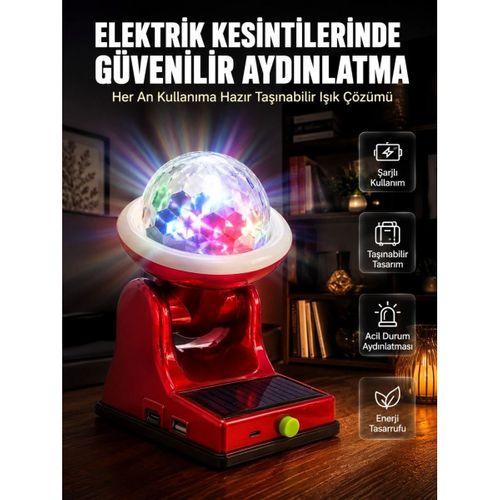 Çok Amaçlı Şarjlı Led Projektör Lamba Solar Enerjili Rgb Ambiyans Ve Parti Işığı