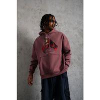 Erkek Eldiven Baskılı Kapüşonlu Sweat - Gül Kurusu