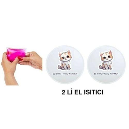 Sevimli Kedi Cep Sobası,El Isıtıcı,2 Adet Sıcak Su Torbası Pvc  9Cm