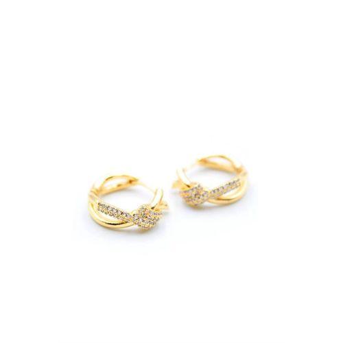 Taşlı Halka Küpe - Altın