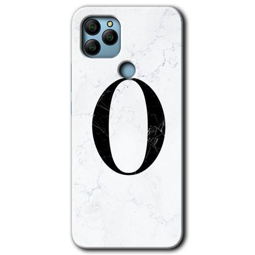 General Mobile GM 22 Plus Kılıf HD Desen Baskılı Arka Kapak - Beyaz Mermer Desenli O Harfi