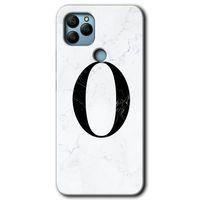 General Mobile GM 22 Plus Kılıf HD Desen Baskılı Arka Kapak - Beyaz Mermer Desenli O Harfi