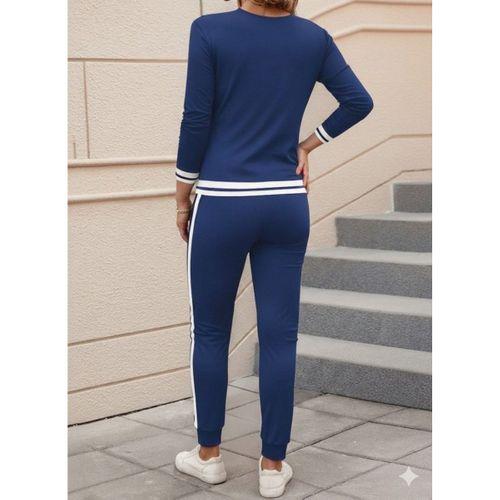 Kadın Uzun Kollu V Yakalı Ribanalı Viskon Iki Iplik Bluz Ve Pantolon Ikili Takım