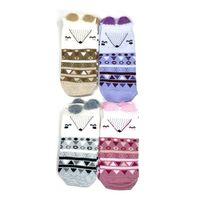 4 Çift Yumuşak Ponpon 3 Boyut Kulaklı Desenli Pamuklu Kadın Bilek Çorap