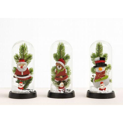 Yılbaşı Temalı Işıklı  Dekoratif Cam Fanus