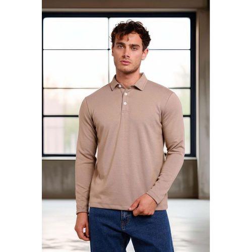 Ridley Regular Fit Doubleface Interlok Polo Yaka Erkek Sweatshirt - Bej